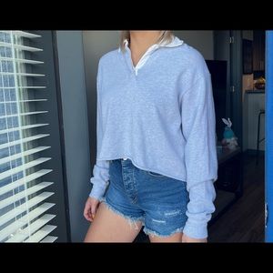 Brandy Melville gray collared long sleeve